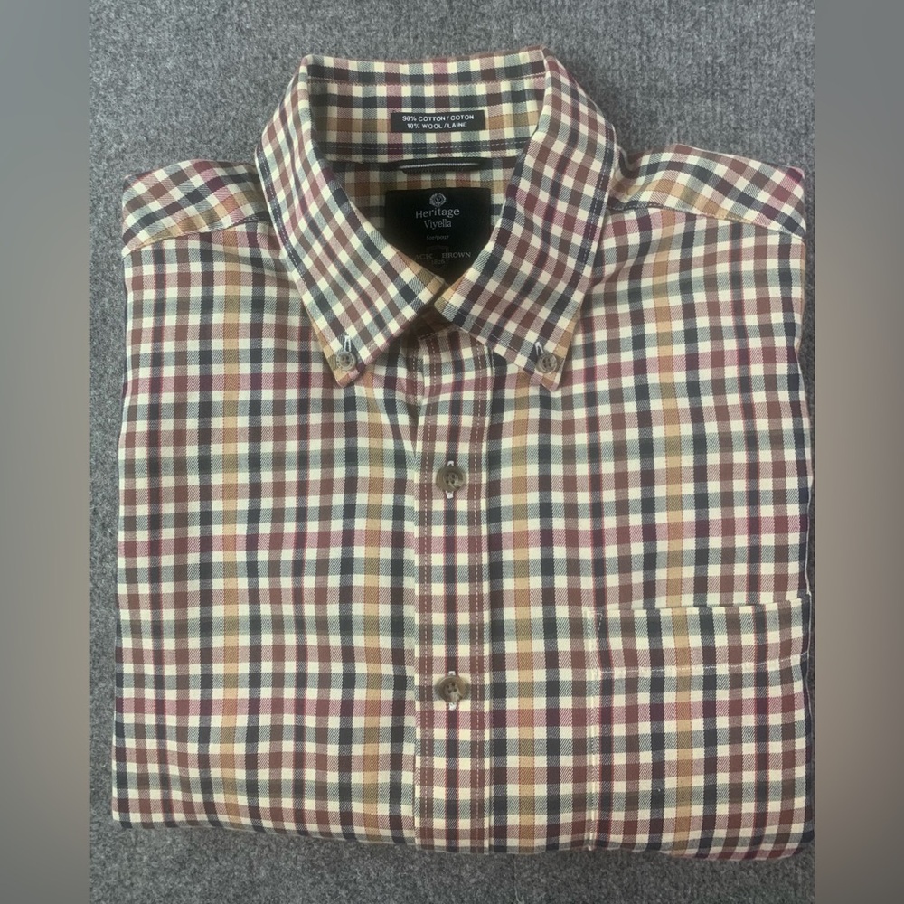 Heritage Viyella/Black Brown 1826 Mens Long Sleeve Button Down Shirt Size L